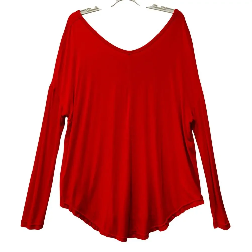 FREE PEOPLE Moonshine Tunic Long Sleeve Women's Size M Love Glare Red Orange